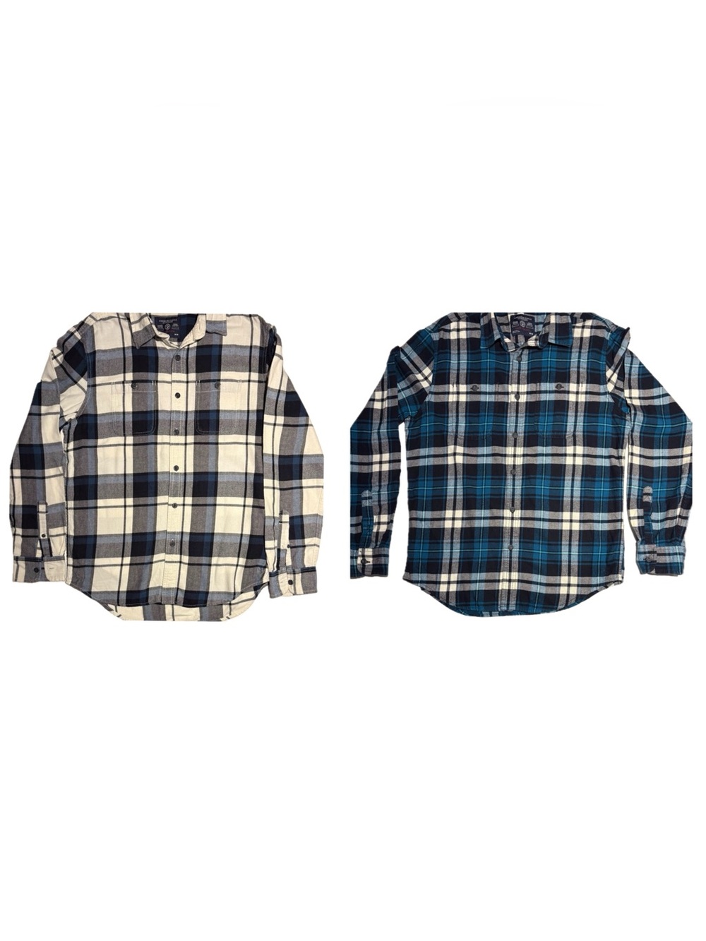American Eagle Plaid Flannel Shirt 2 Pack Bundle Long Sleeve Pocket M